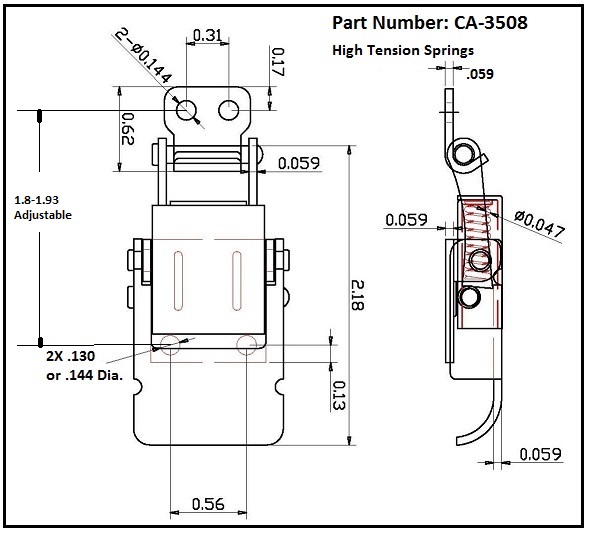 CA3508 Compression Spring Draw Latch Tab Down , Latches & Catches